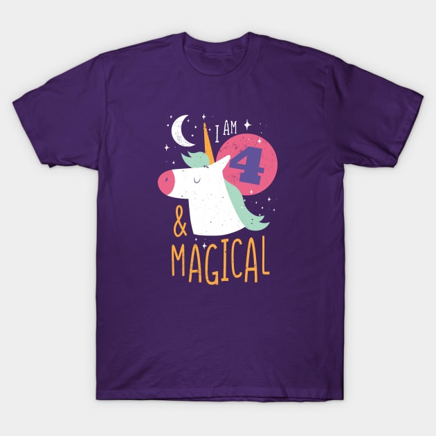 I'm 4 & Magical | Fun Unicorn Birthday T-Shirt by SLAG_Creative